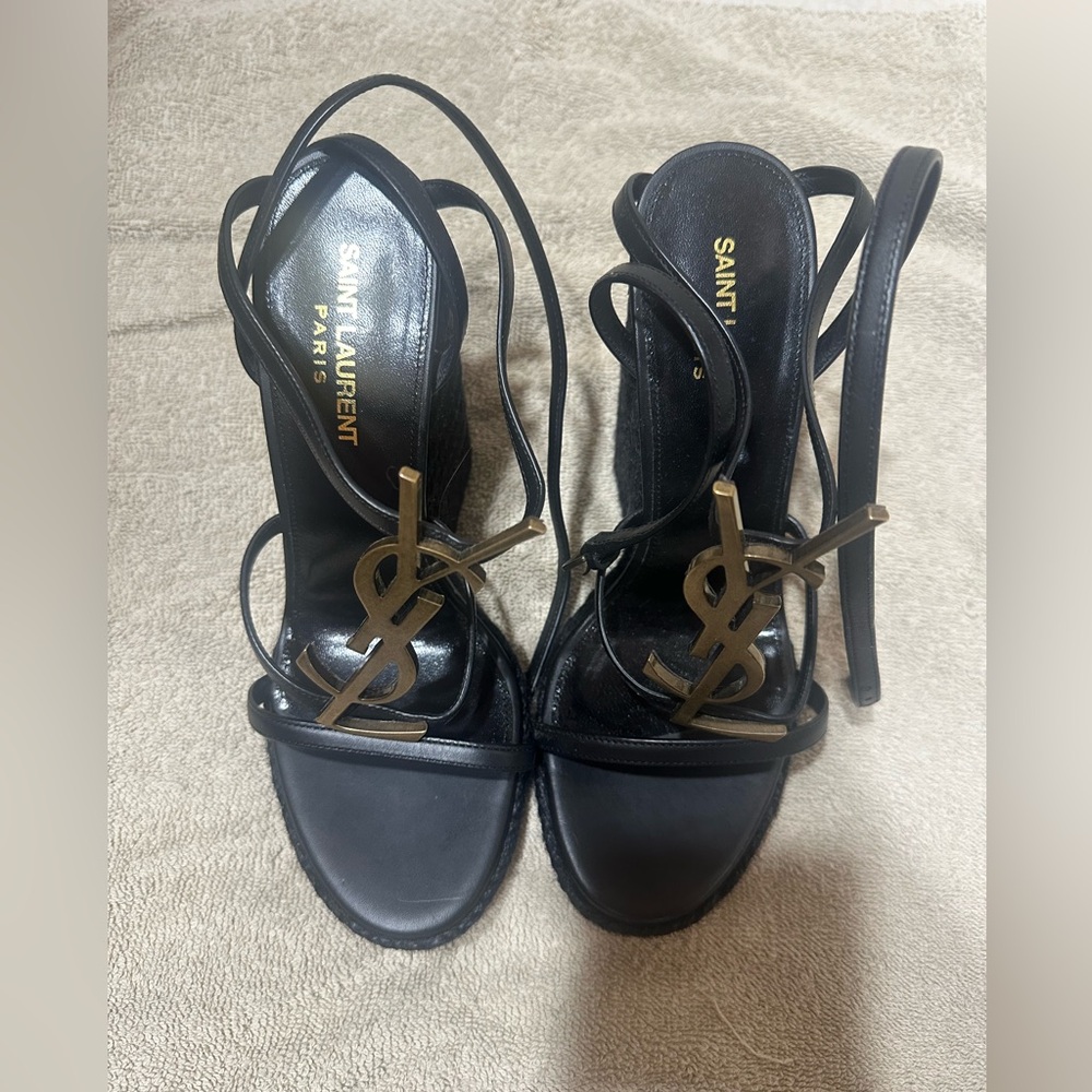 Yves Saint Laurent logo wedges